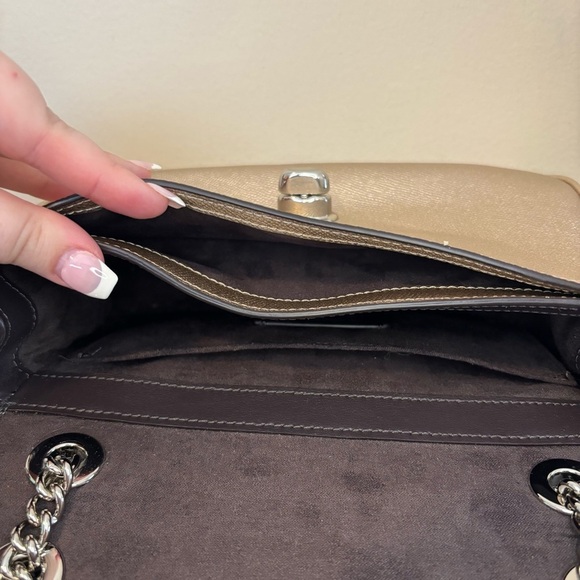 NWOT Coach Cassidy Crossbody Purse in Platinum Silver Metallic Leather